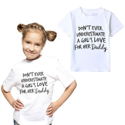 

AU Toddler Daddys Love Printed T-shirt Tops Kids Baby Girl Cotton Short Sleeve