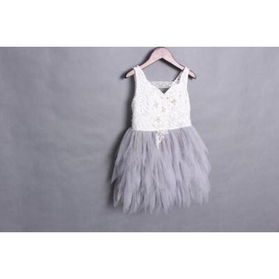 

Kids Baby Girl Tulle Tutu Lace Formal Dress Princess Party Cocktail Dresses 1-6Y