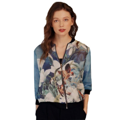 

Silk sunscreen jacket 2019 spring&summer fashion silk embroidery printing slim slimming solid color casual business large size autumn ladies coat shirt