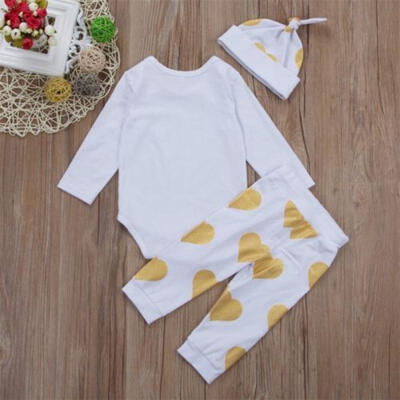 

3pcs Newborn Baby Boy Girl Cotton Romper Bodysuit TopsPants Outfits Clothes Set