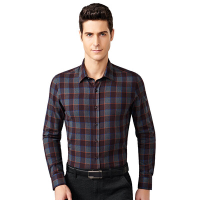

FIRS Shirt Men Plaid Long Sleeve Shirt Business Casual