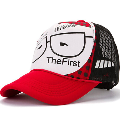 

MSEK MMZ13508 men&women Korean baseball cap men&women eye pattern couple net hat duck tongue tide hat red