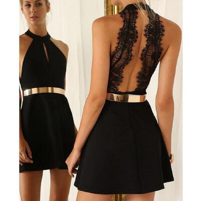 

Women Casual Summer Cocktail Party Evening Sleeveless Chiffon Short Mini Dress