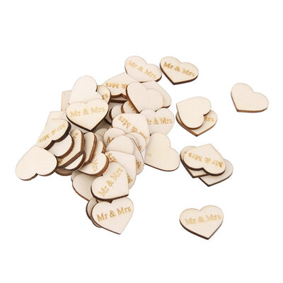 

UpperX 50Pcs Natural Wood Mr & Mrs Heart Scrapbooking Embellishments Craft