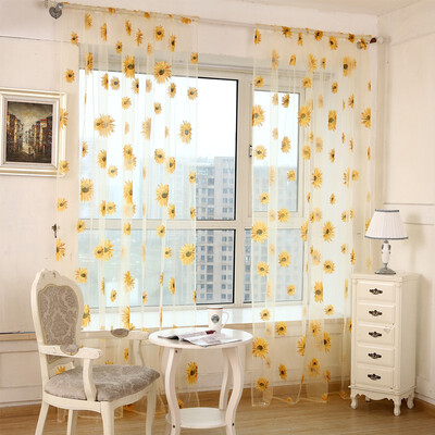 

Pastoral Floral Scarf Sheer Voile Door Window Curtain Drape Panel Tulle Valances