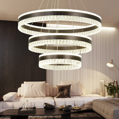 

Baycheer HL487581 Personality 3 Rings Brushed Aluminum Circular LED Chandelier in Brown White Light