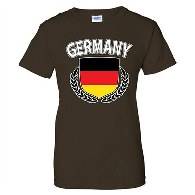 

Germany Flag Creat Olive Wreath Laurel German Pride Womens T-Shirt