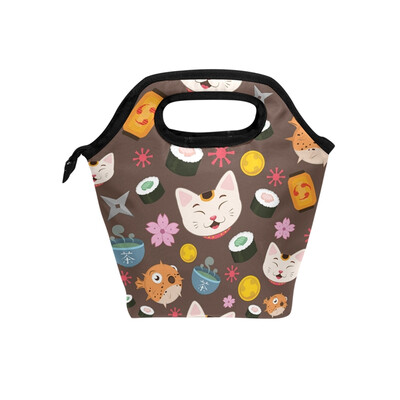 

Lunch Bag Tote Bag Cats Fish Travel Picnic Organizer Lunch Holder Handbags Lunch Bag Box for Office