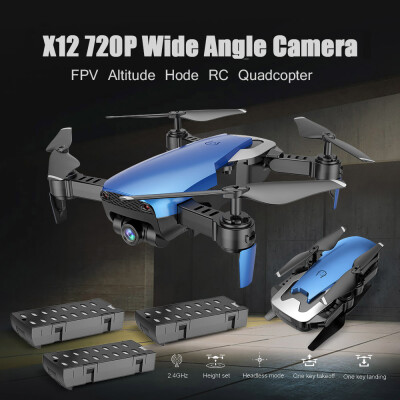 

Dongmingtuo X12 720P Wide Angle Camera WiFi FPV Drone Altitude Hold RC Quadcopter w Three Batteries