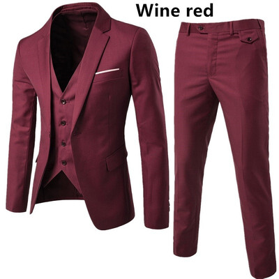 

AOWOFS winter new European code business casual suit three-piece groom groomsmen wedding one button suit suit S-6XL