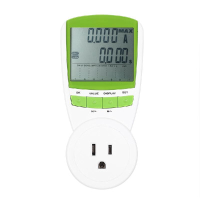 

EU Plug Power Energy Meter 230V 50Hz LCD Digital Display Wattage Voltage Current Frequency Monitor Analyzer Power Factor Cost Over