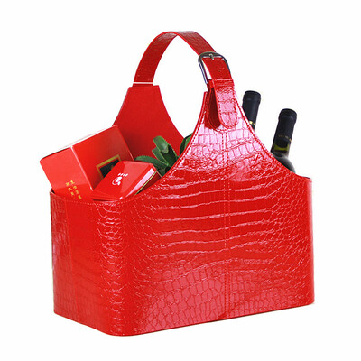 

Yapis leather holiday gift basket fruit basket gift storage basket packaging basket creative storage basket red crocodile