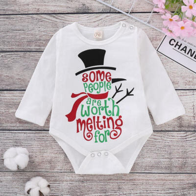 

U Newborn Baby Girl Boy Santa Claus Long Sleeve Romper Bodysuit Outfit Christmas
