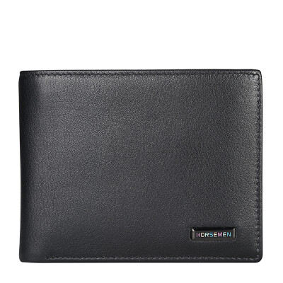 

Horsemen fashion simple leather short men's wallets The first layer cowhide wallet business and leisure travelers Black cross sect