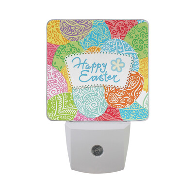 

ALAZA LED Night Light With Smart Dusk To Dawn SensorArt Easter Bunny And Eggs Plug In Night Light