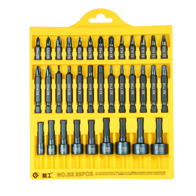 

PENGGONG 35pcs 25mm 50mm Slotted Phillip Torx Hex Bits Sockets Set Drive Repair Tools Kit