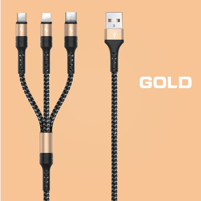 

NeillieN One tow three data lines nylon braid three in one data lines three multifunctional synchronous charging wire data line