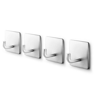 

UpperX Towel Hook Adhesive - Hooks for Bathroom Kitchen&Office - Stainless Steel 4 Packs