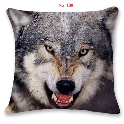 

45cm45cm Animal wolf pattern linen cotton pillow case sofa cushion cover animal design square decorative pillow cover