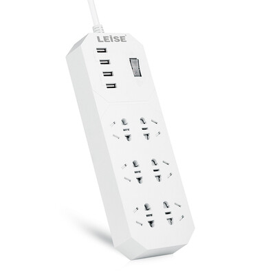 

LEIPS LS-4AC3U plug-in power socket plug-in board 2 m four-hole smart 3USB interface with switch pearl white
