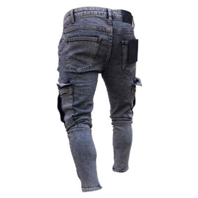 

Fashion Mens Skinny Jeans Biker Destroyed Frayed Slim Fit Denim Pants Trousers