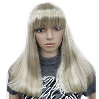 

StrongBeauty Blonde Brown Medium Length Heat ok Dot Skin Top Synthetic Full Wig