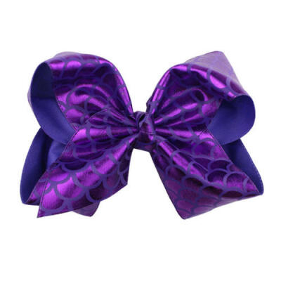 

8" Mermaid Reversible Sequin Bow Hair Clip Kids Girls Handmade Hair Accessories