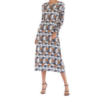

Leaf printed lace chiffon skirt waist slimming long skirt women