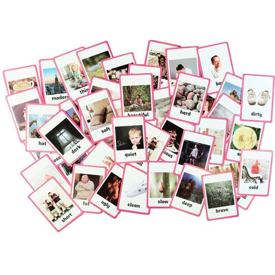 

46 pc-Adjectives Flash Cards-English word learning card&pocket size flash card for Preschool children-English Vocabulary Cards