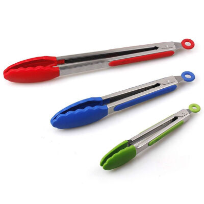 

UpperX 3-7 9 12 Inch Heavy Duty Non- Stick Stainless Steel Silicone Kitchen Tongs pack of 3 Multi color