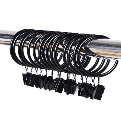 

UpperX 35 mm Diameter Pack of 30 Multi-Purpose Curtain Clip Curtain Rod Curtain Rings Curtain Rings with Clips - Black