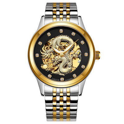 

Mechanical Watch Men Automatic 3D Carved Dragon Steel Mechanical Wrist Watch
