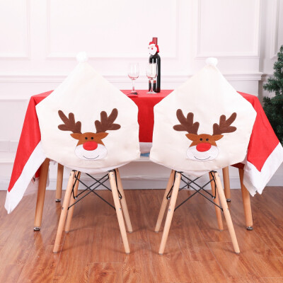 

Christmas Dinner Table Chair Cover Decor Sweet Xmas Elk Chair Cover