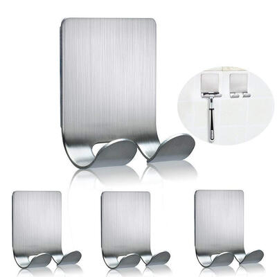

UpperX Multi Purpose Adhesive Hooks Sticking Wall Hanger Stainless Steel Hook Razor Holer for Shower Shaving Razor4 Packs