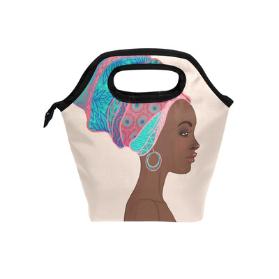 

Lunch Bag Tote Bag African American Woman Travel Picnic Organizer Lunch Holder Handbags Lunch Bag Box for Office