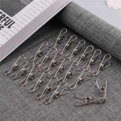 

20 PC Stainless Steel Clothes Pegs Hanging Clips Pins Laundry Windproof Clamp