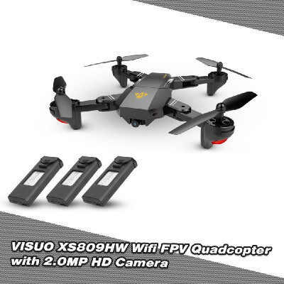 

VISUO XS809HW Wifi FPV 20MP 120° FOV Wide Angle Foldable Selfie Drone Height Hold RC Quadcopter G-Sensor RTF Extra Battery