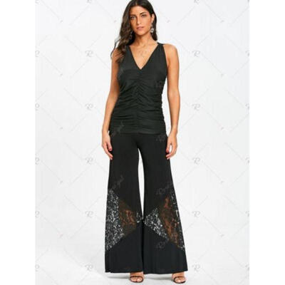 

Women High Waist Trousers Flare Wide Leg Long Loose Harem Comfy Yoga Pants Plus