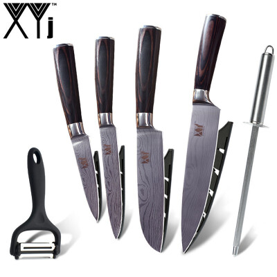 

XYj Quality Kitchen Knife Bend Handle Beauty Pattern Stainless Steel Kitchen Knives Cooking Accessories Set