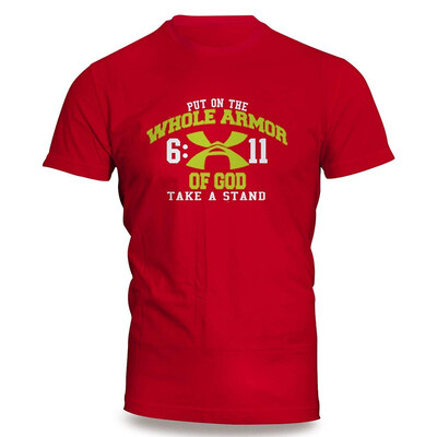 

Armor Of God UnderArmor Parody Christian T-Shirt Ephesians 611 Red Large