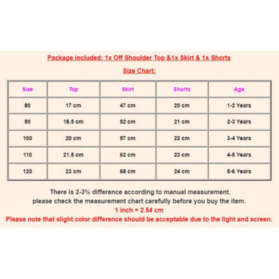 

UK 3Pcs Kids Baby Girl Lace Off Shoulder Top T-shirt Shorts Skirt Clothes Outfit