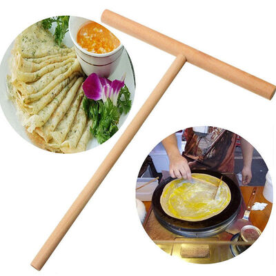 

UpperX Practial T Shape Crepe Maker Pancake Batter Wooden Spreader Stick Home Kitchen Tool Kit DIY Use 1pc