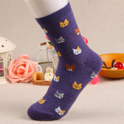 

Womens Fashion Socks Soft Cotton Cute Cat Animal Soft Cartoon Winter Warm Socks