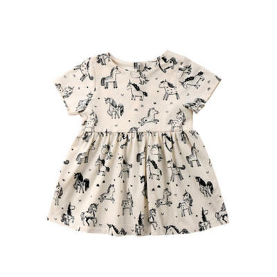 

Newborn Infant Newborn Kid Baby Girls Short Sleeve Unicorn Dress Outfits Sunsuit