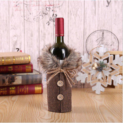 

New Merry Christmas Santa Wine Bottle Bag Cover Xmas Dinner Party Tables Decor