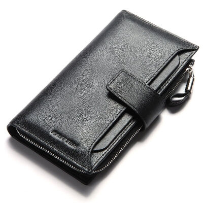 

Haotton (HAUTTON) QB102 couple wallet long wallet business casual men's hand Baotou layer of leather card bag black