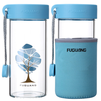 

Jingdong supermarket] rich light colorful with a cup set of men and women portable glass cup 380ml yellow (G1503-380