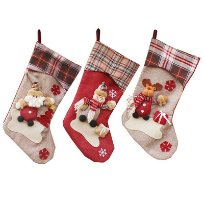 

UpperX Christmas Stocking Set of 3 Santa Snowman Reindeer Xmas Cuff Christmas Decorations&Party Accessory
