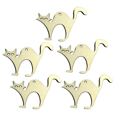 

UpperX 10pcs Wooden Halloween Black Cat Pendant Small Hangings Pendants Props for DIY Party Decor Supplies