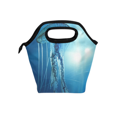 

Lunch Bag Tote Bag Seabed Blue Jellyfish Travel Picnic Organizer Lunch Holder Handbags Lunch Bag Box